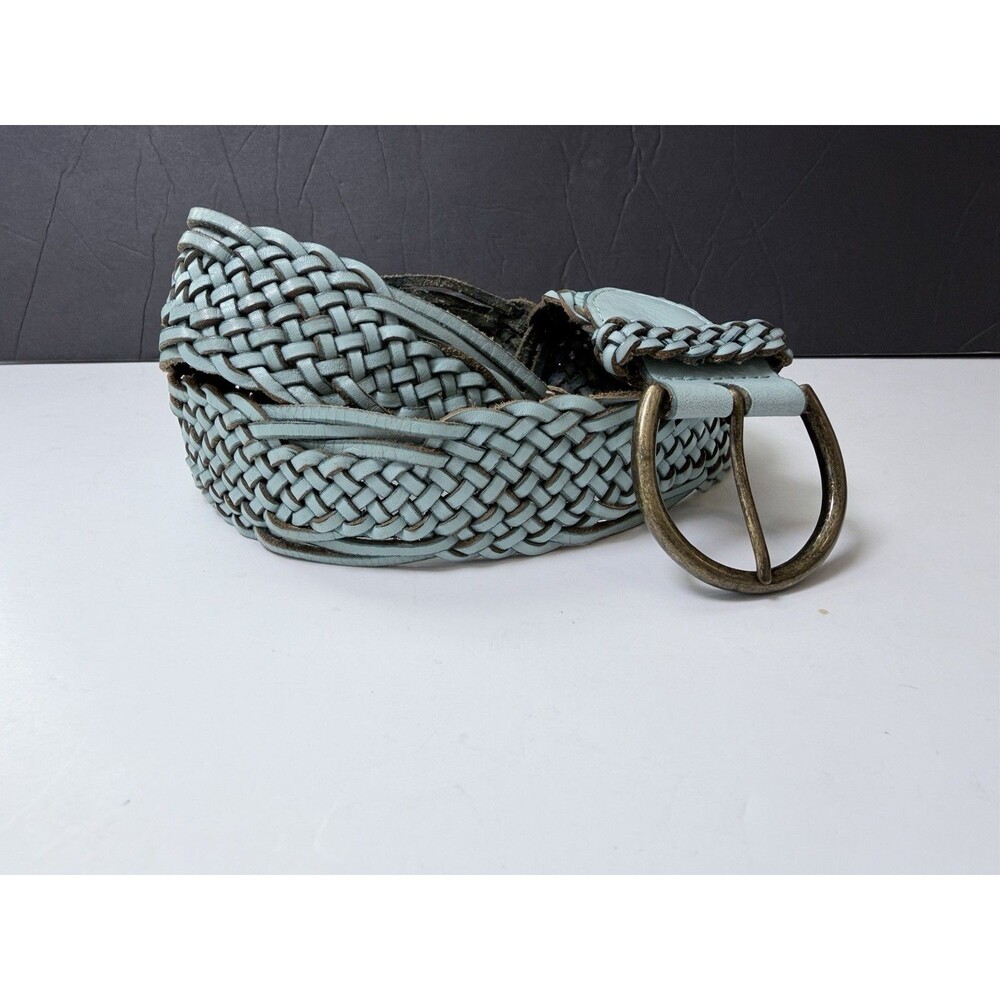 Linea Pelle Belt Braided Woven Leather Turquoise Women's Small Boho Adjustable - Picture 8 of 16
